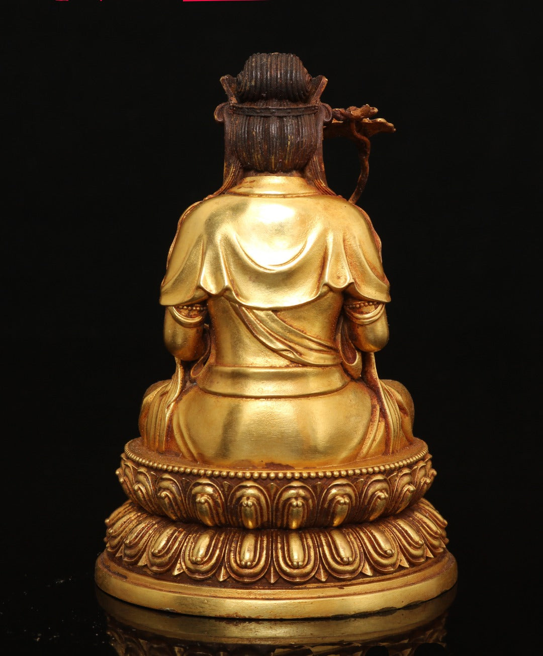 A0065 Vintage Chinese Gilt Gold Copper Bodhisattva Statue