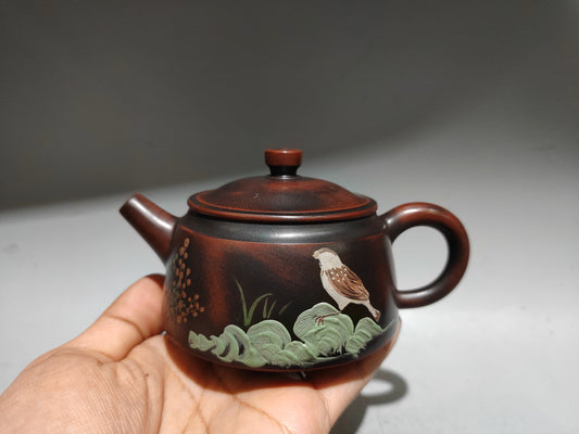 A0089 Chinese Variable Glaze Yixing Zisha Clay Bird Design Teapot