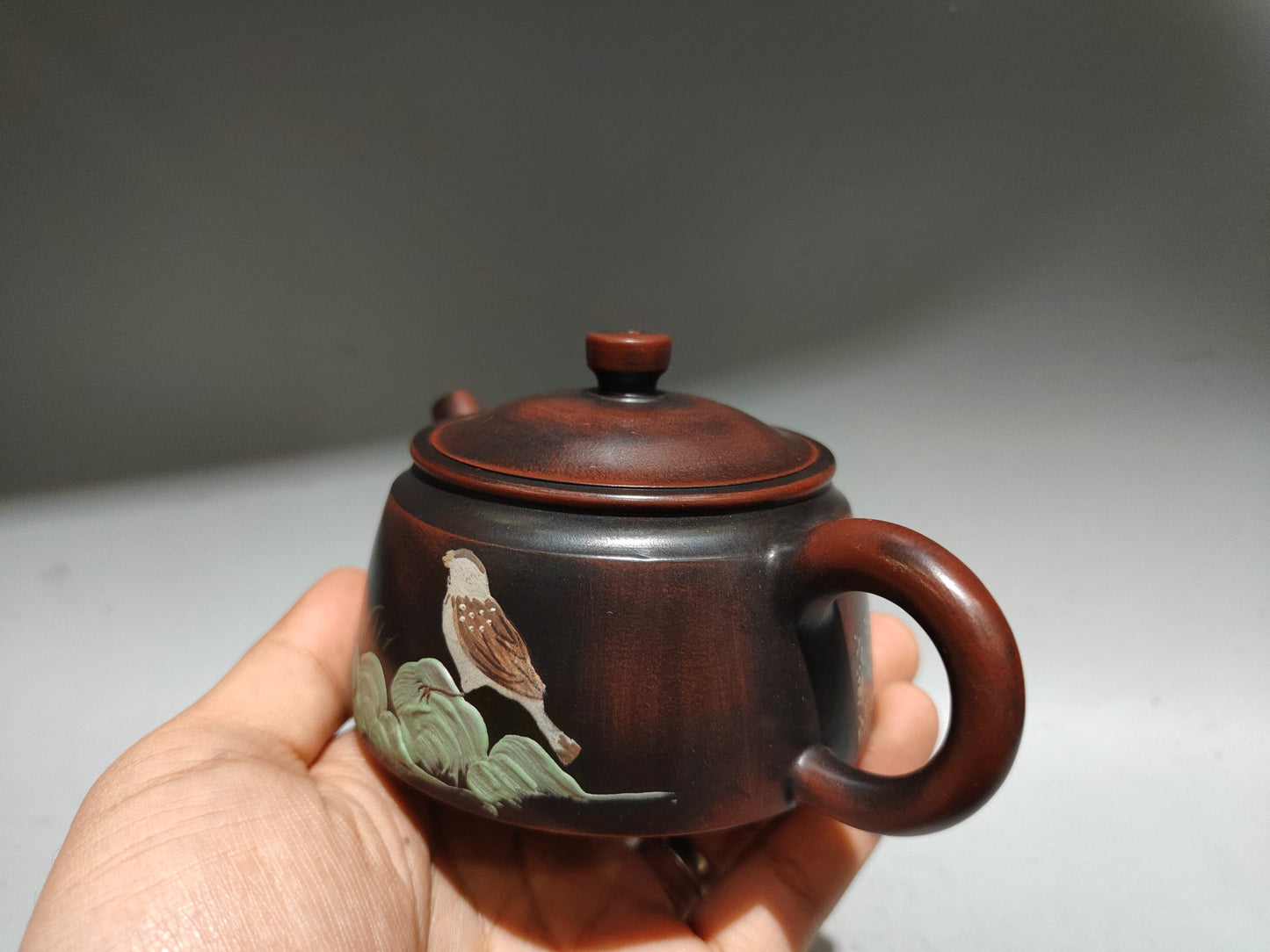 A0089 Chinese Variable Glaze Yixing Zisha Clay Bird Design Teapot