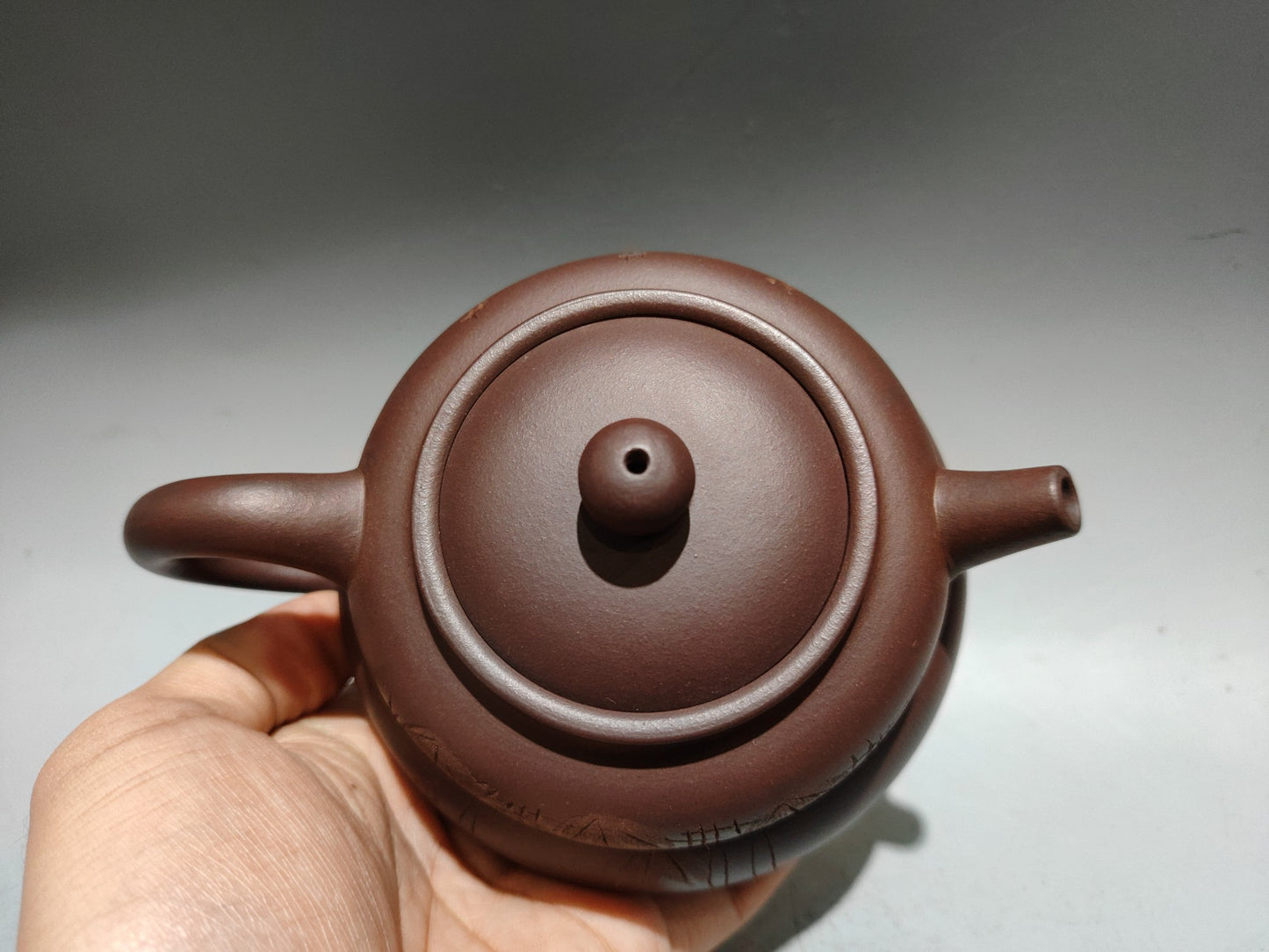 A0090 Chinese Yixing Zisha Clay Poetic Prose Gourd Teapot w Artist Signed