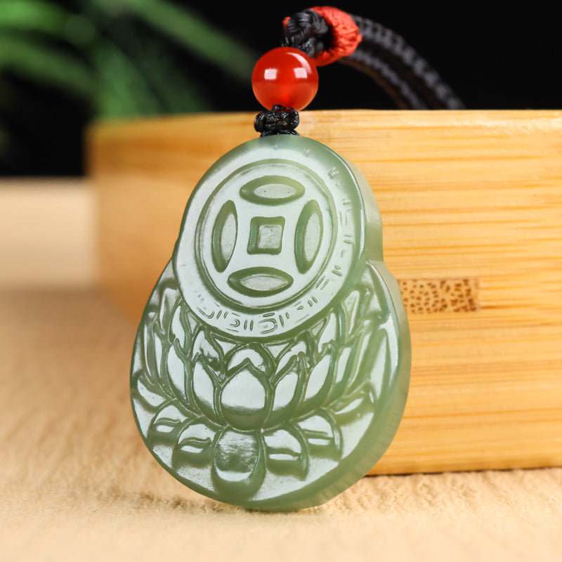 A0114 Chinese Natural Green Hetian Jade Carved Fortune Taoism Deity Pendant