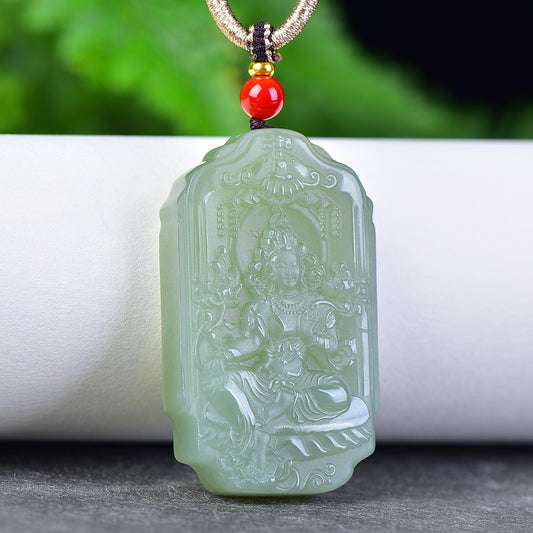 A0123 Chinese Green Hetian Jade Tara Pendant