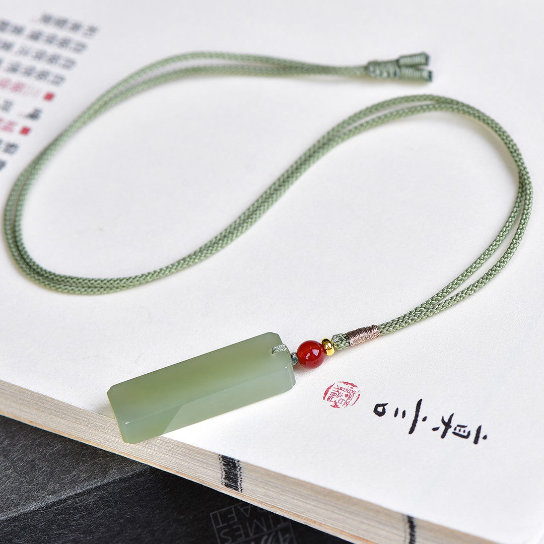 A0124 Chinese Natural Green Hetian Jade Lucky Pendant