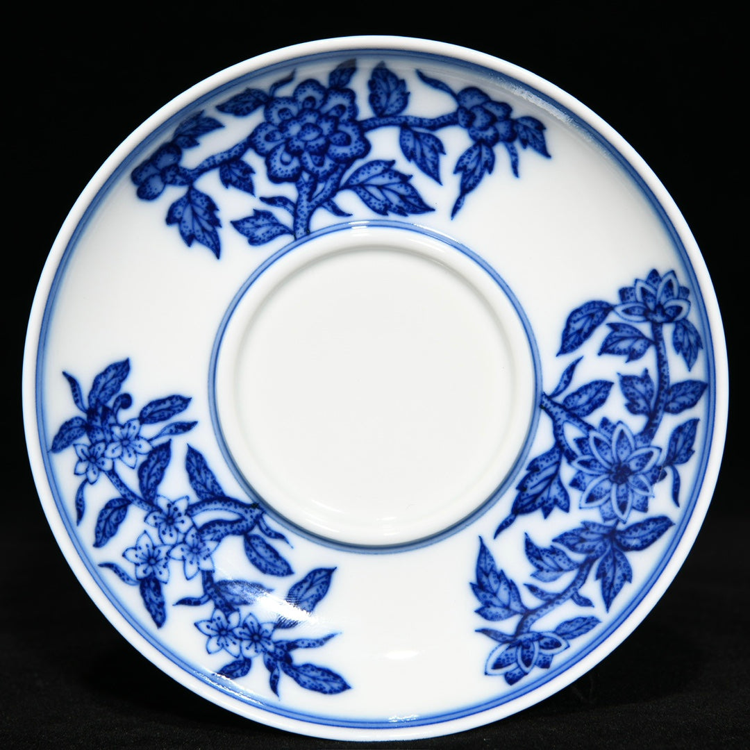 A0140 Chinese Blue And White Porcelain Peach & Litchi,Chayote Design Tea Bowl