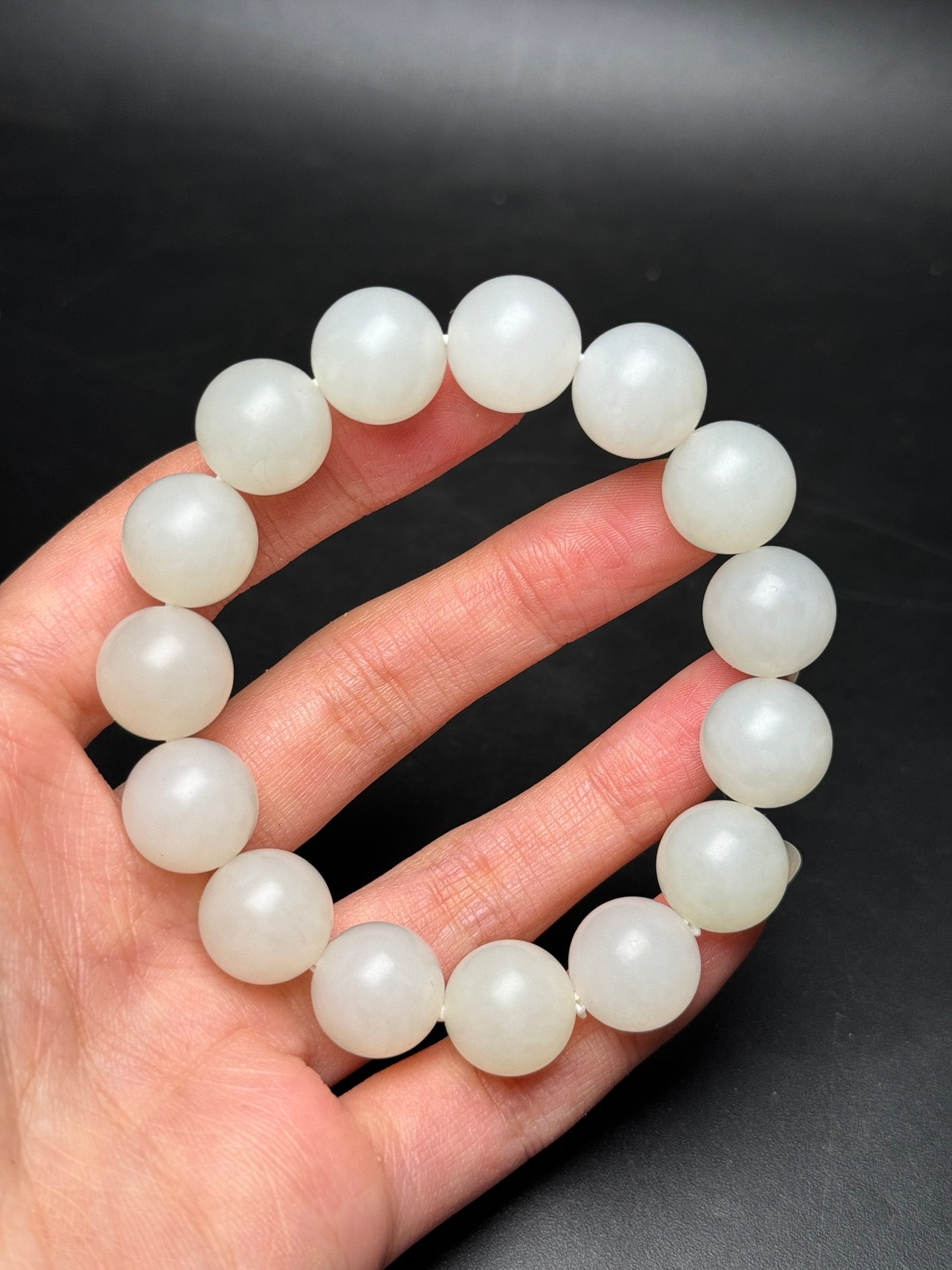 A0172 14MM Bead Chinese Natural Hetian Jade Beads Bracelet