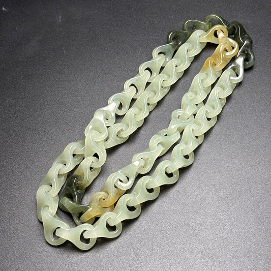 A0176 Chinese Natural Three Color Hetian Jade Chain Necklace