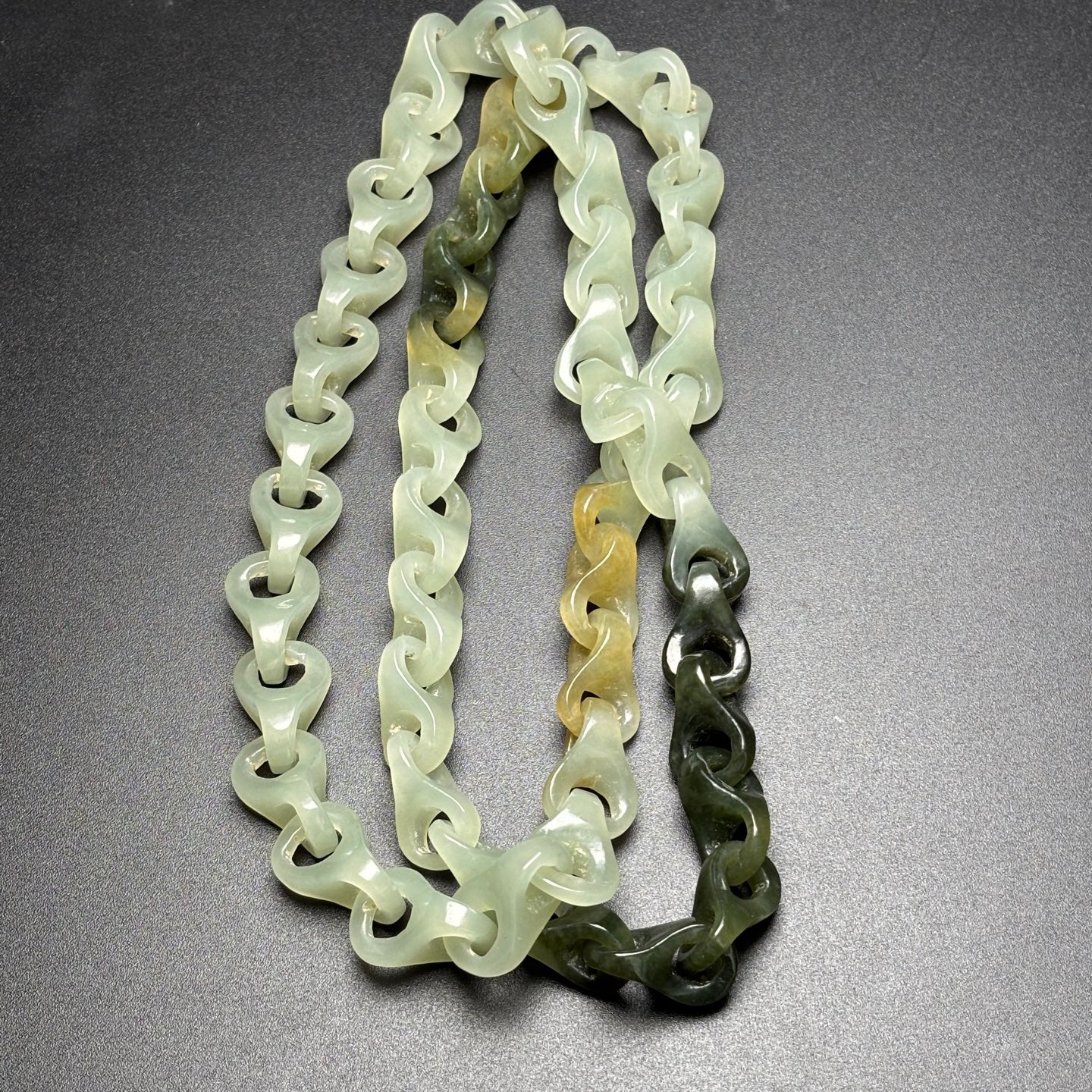 A0176 Chinese Natural Three Color Hetian Jade Chain Necklace