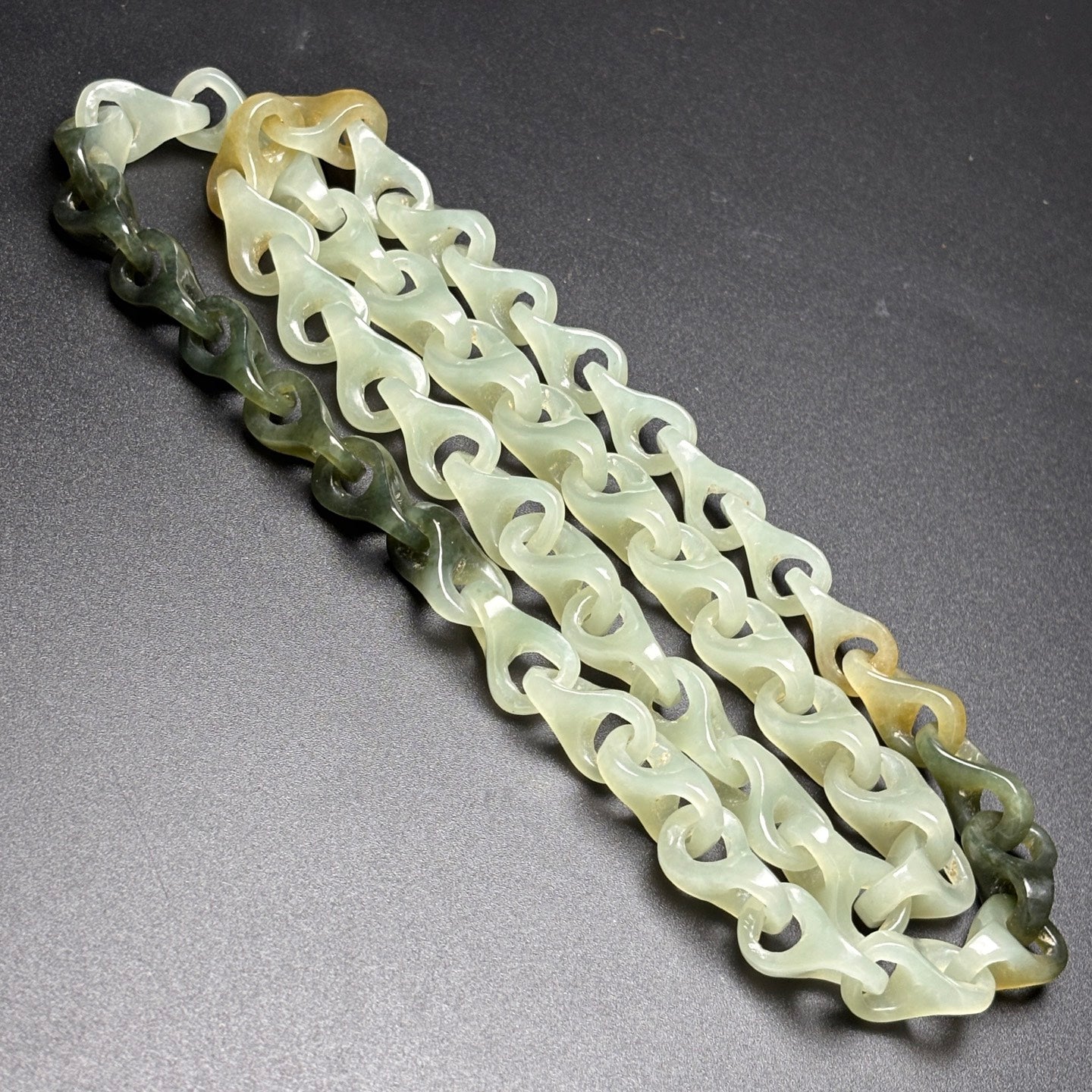 A0176 Chinese Natural Three Color Hetian Jade Chain Necklace