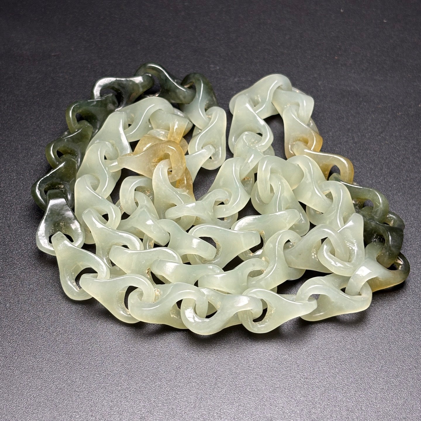 A0176 Chinese Natural Three Color Hetian Jade Chain Necklace