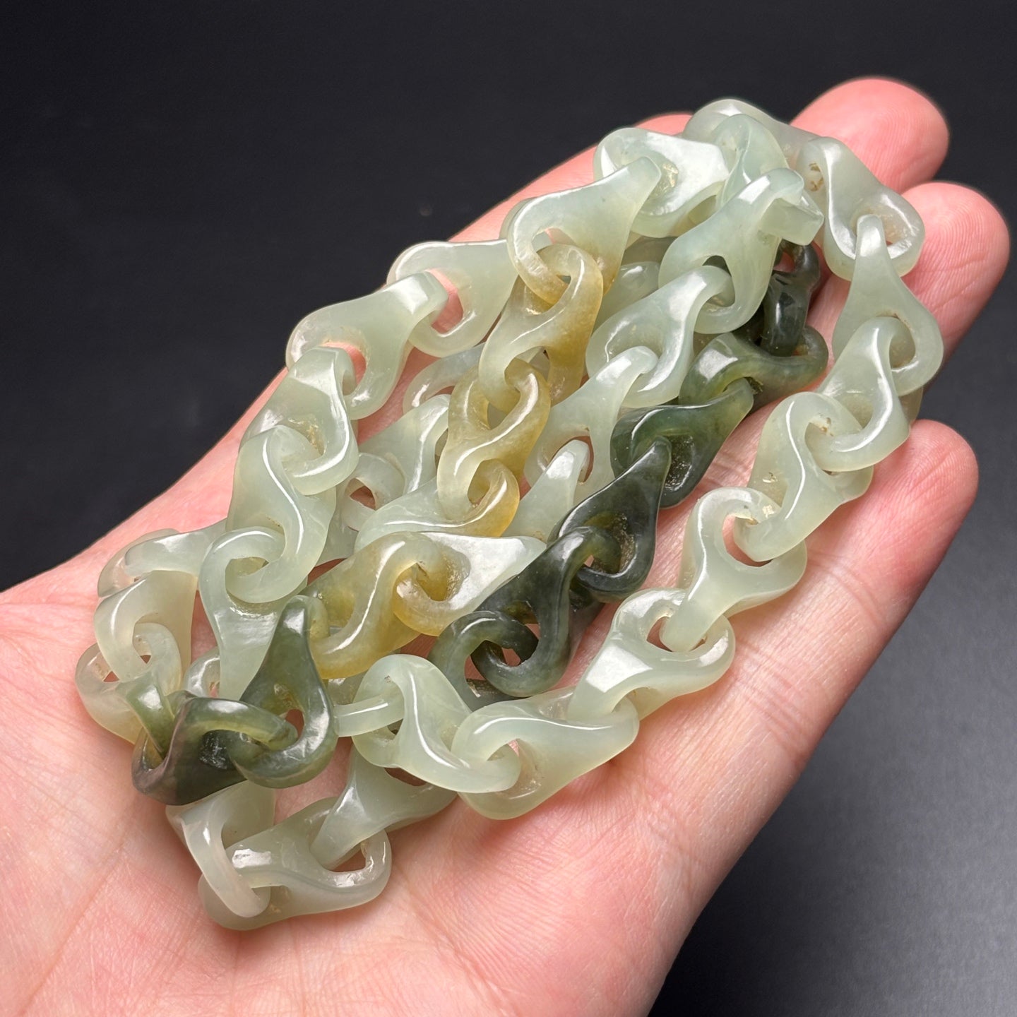 A0176 Chinese Natural Three Color Hetian Jade Chain Necklace