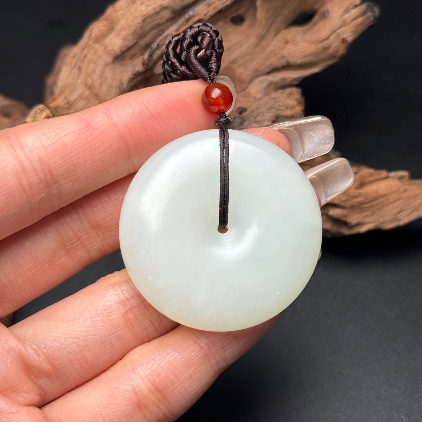 A0180 Chinese Natural White Hetian Jade Lucky Pendant