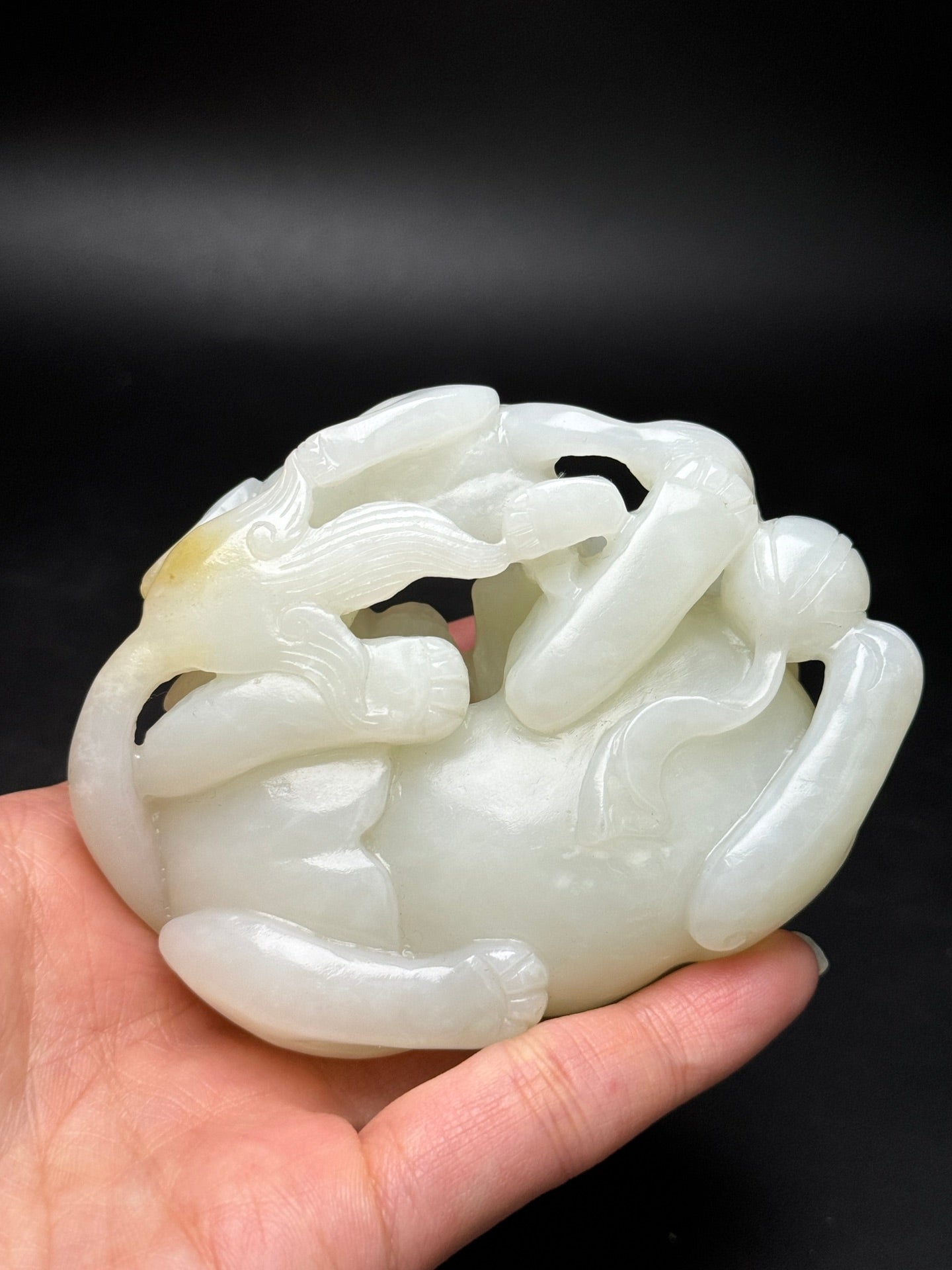 A0181 Superb Chinese Natural Hetian Jade Carved Double Lion Statue