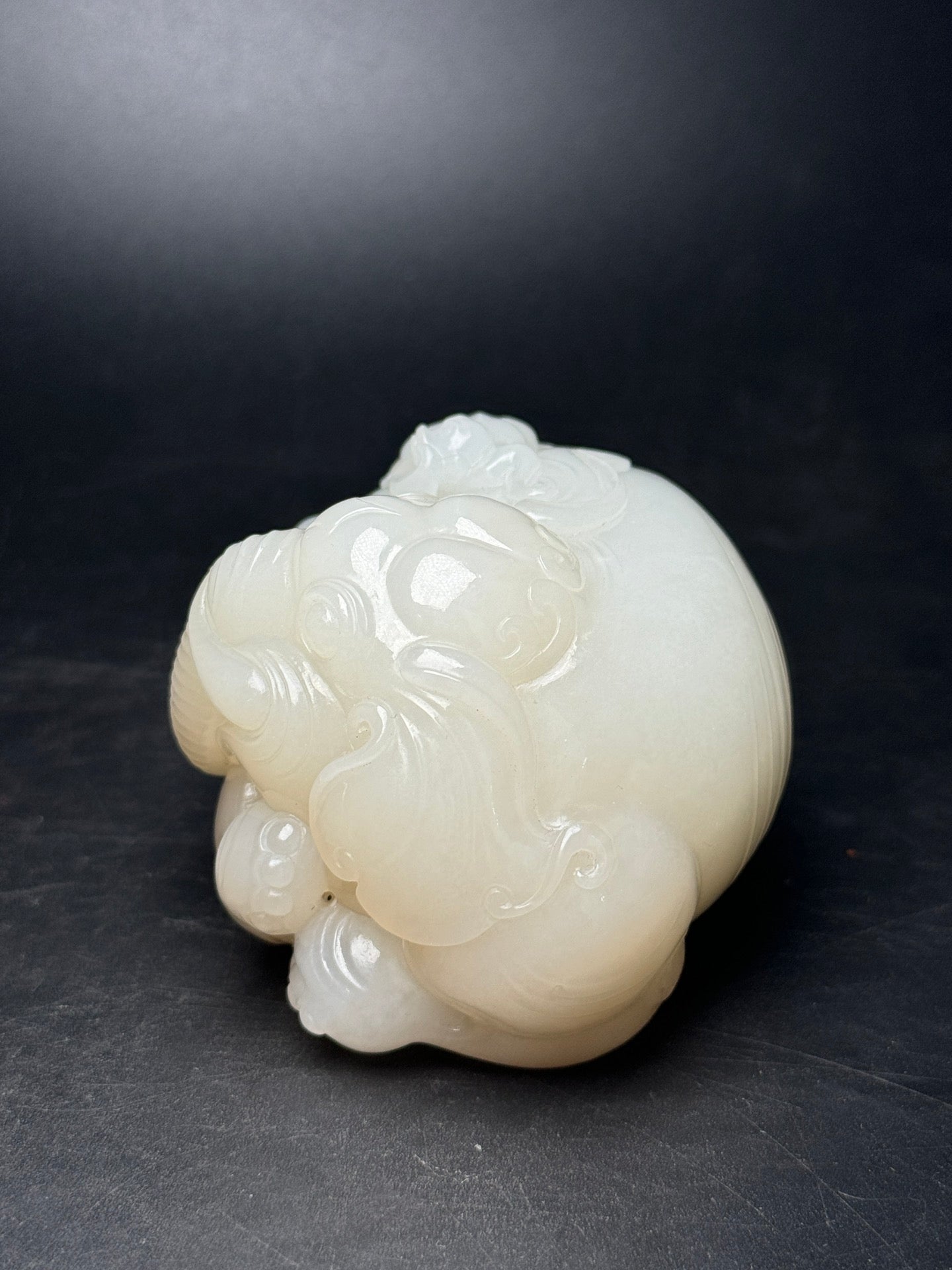 A0186 Superb Chinese Natural Hetian Jade Carved Monkey & Elephant Statue