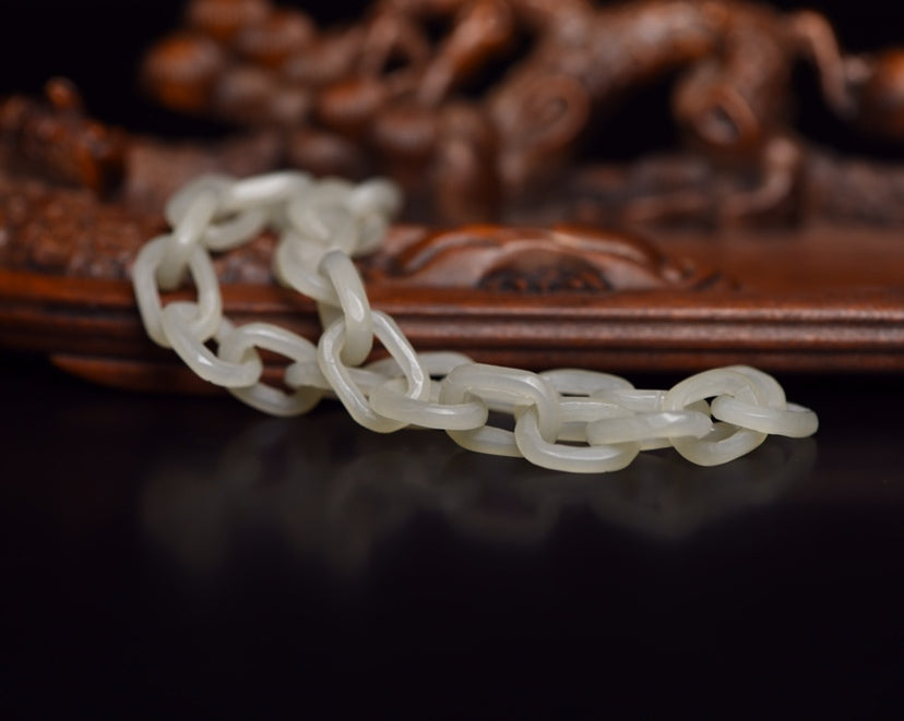 A0193	Chinese Natural Hetian Jade Chain Bracelet