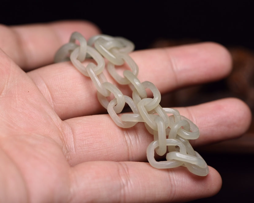 A0193	Chinese Natural Hetian Jade Chain Bracelet