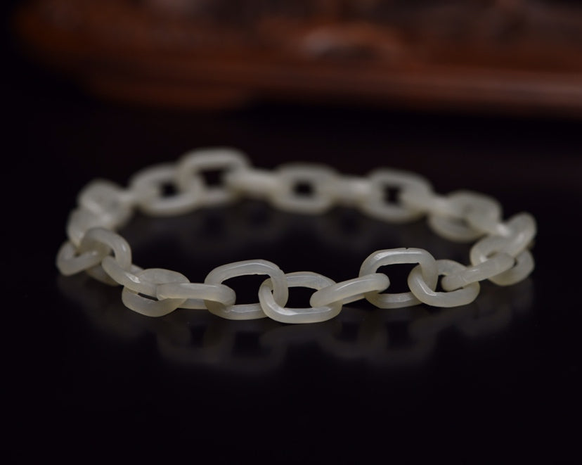 A0193	Chinese Natural Hetian Jade Chain Bracelet