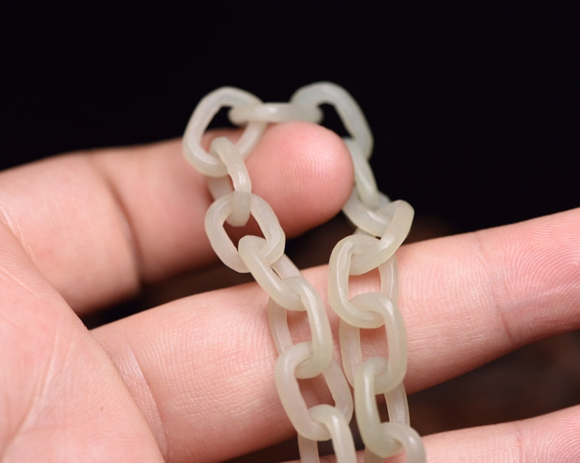 A0193	Chinese Natural Hetian Jade Chain Bracelet