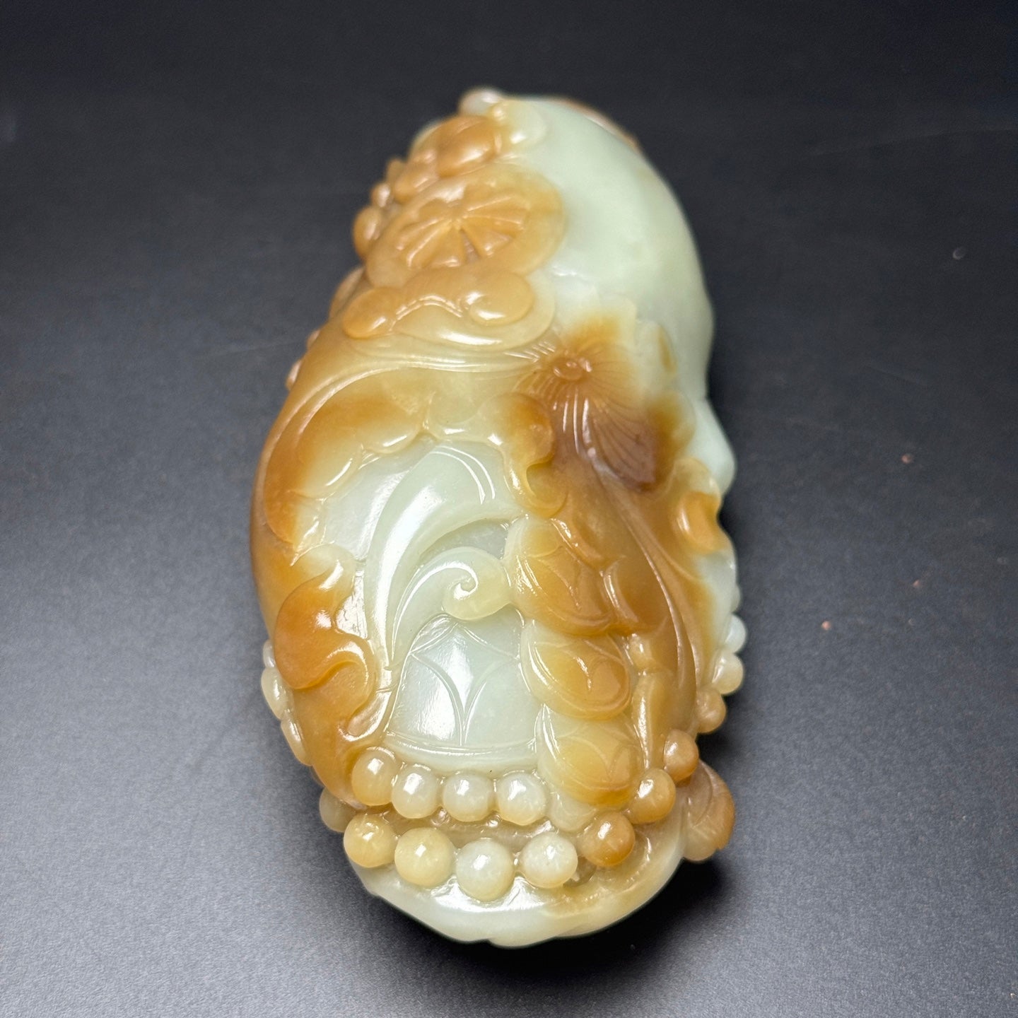 A0199 Chinese Natural Double Color Hetian Jade Carved Taoism Deity Fukurokuju Statue