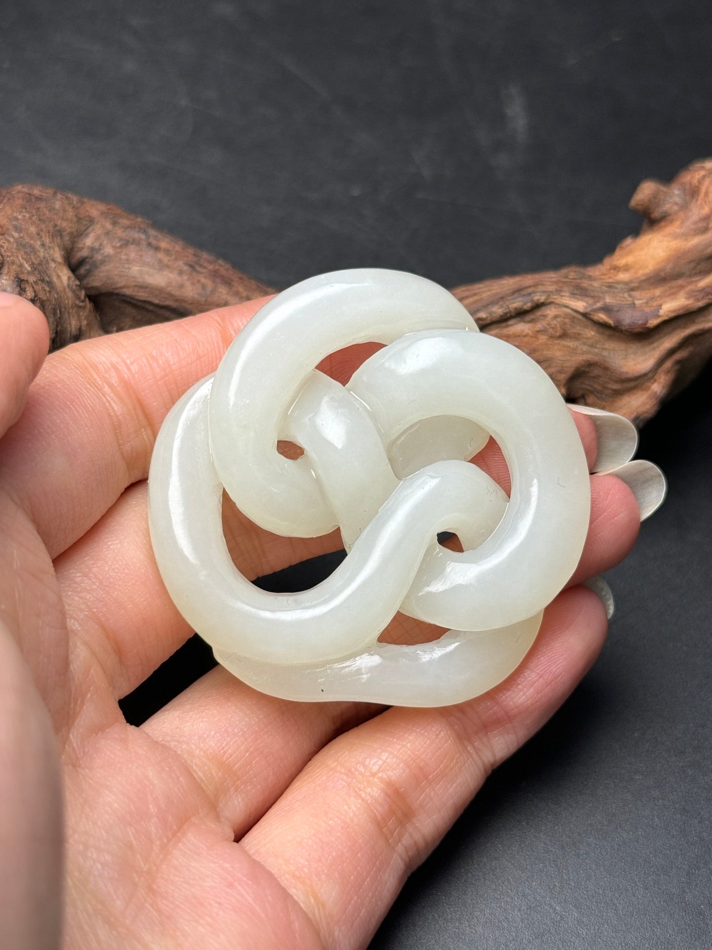 A0204 Chinese Natural White Hetian Jade Carved Snake Pendant