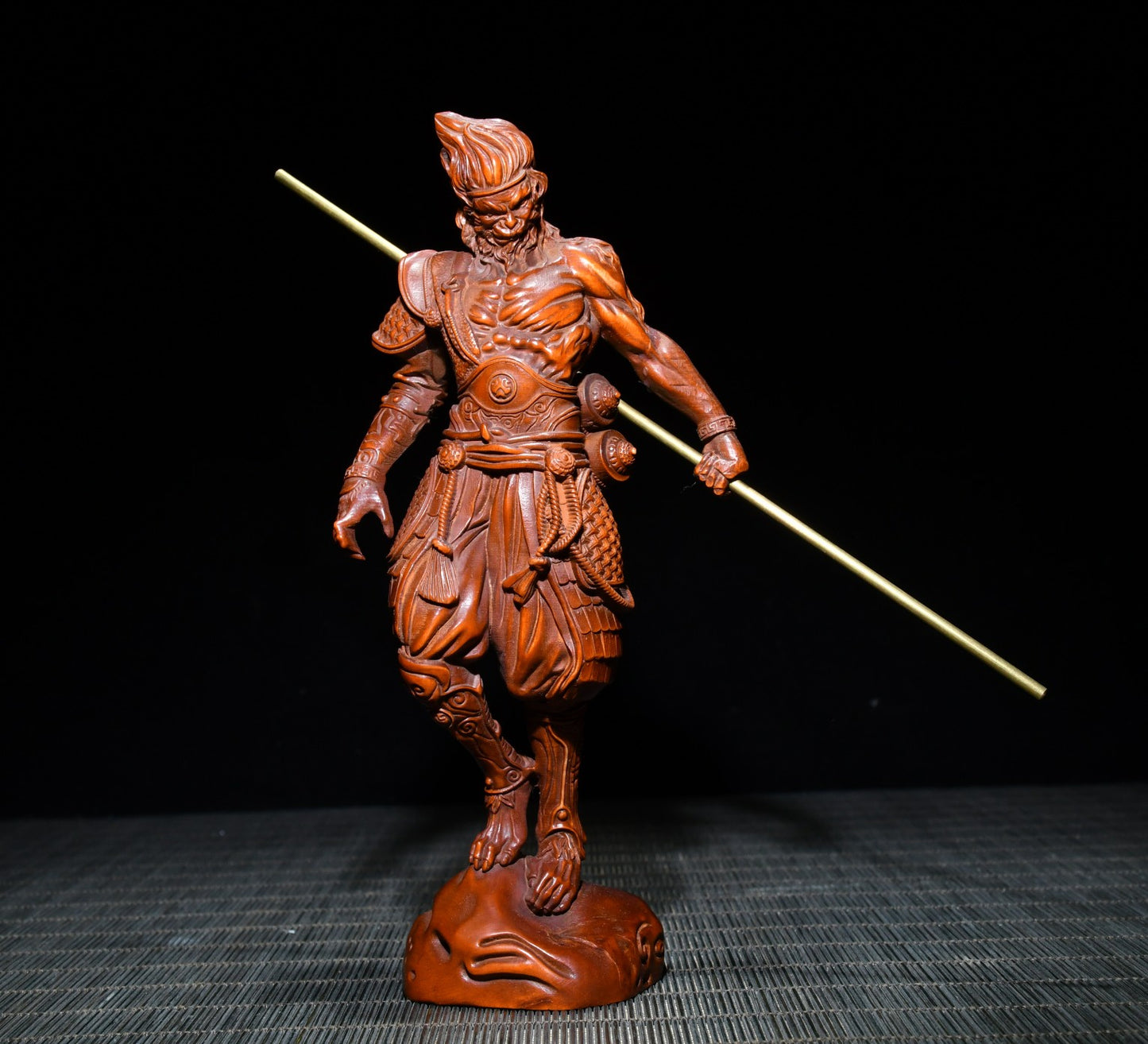 A0222 Chinese Boxwood Wood Carved Sun WuKong Statue