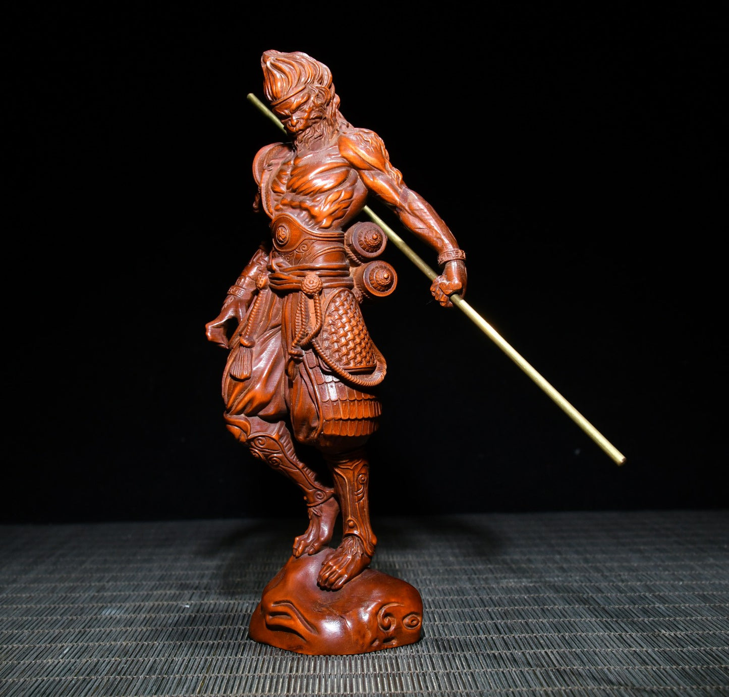 A0222 Chinese Boxwood Wood Carved Sun WuKong Statue