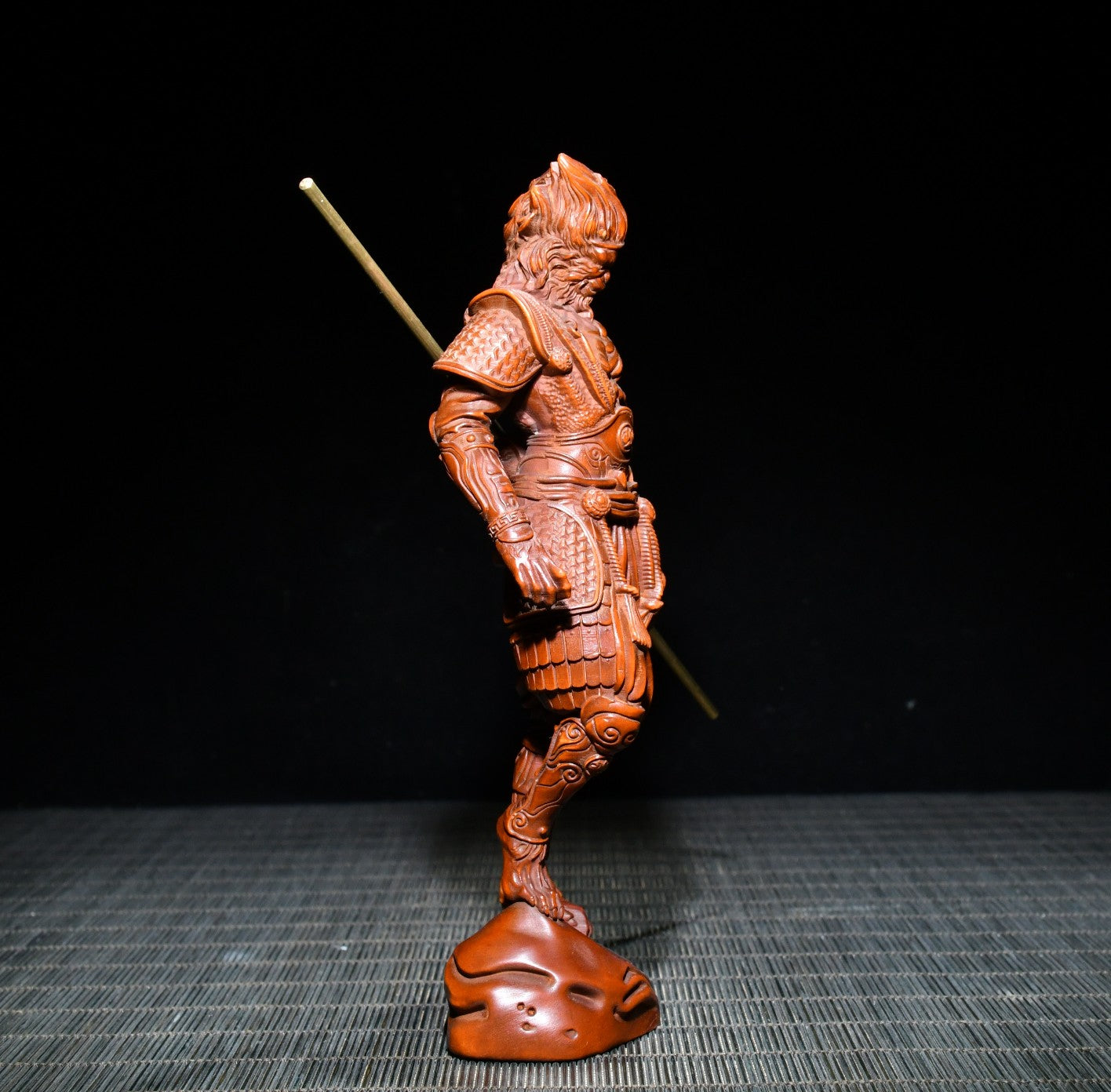 A0222 Chinese Boxwood Wood Carved Sun WuKong Statue