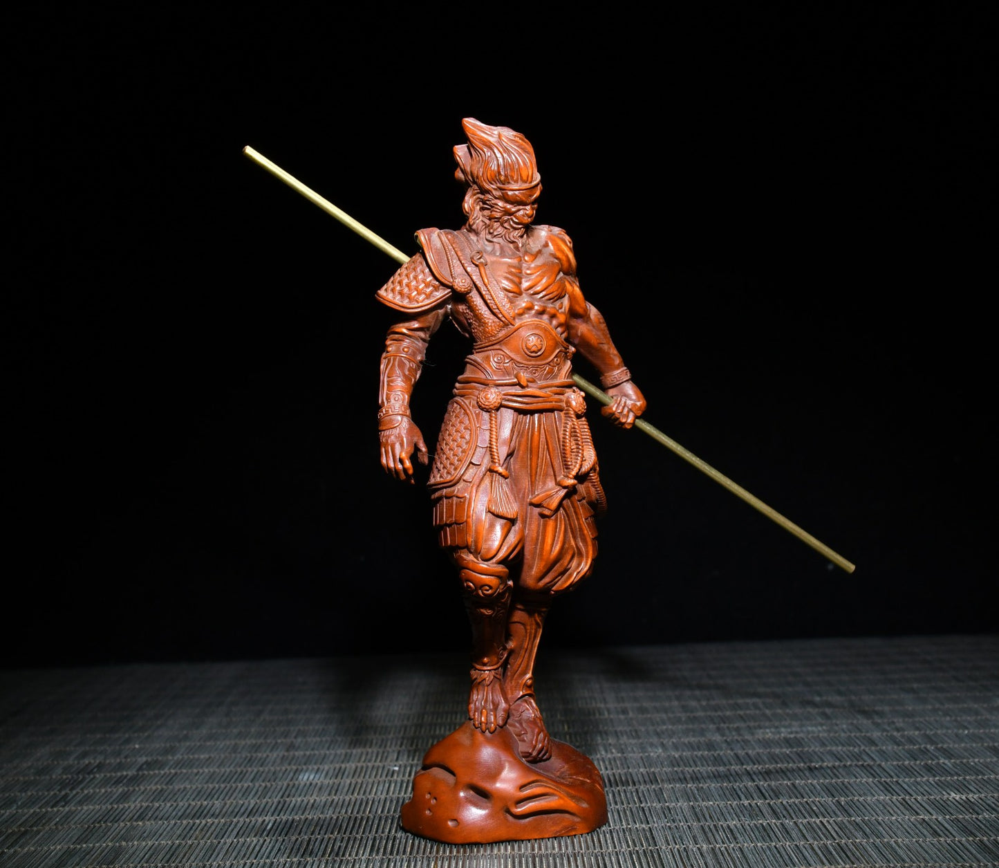 A0222 Chinese Boxwood Wood Carved Sun WuKong Statue