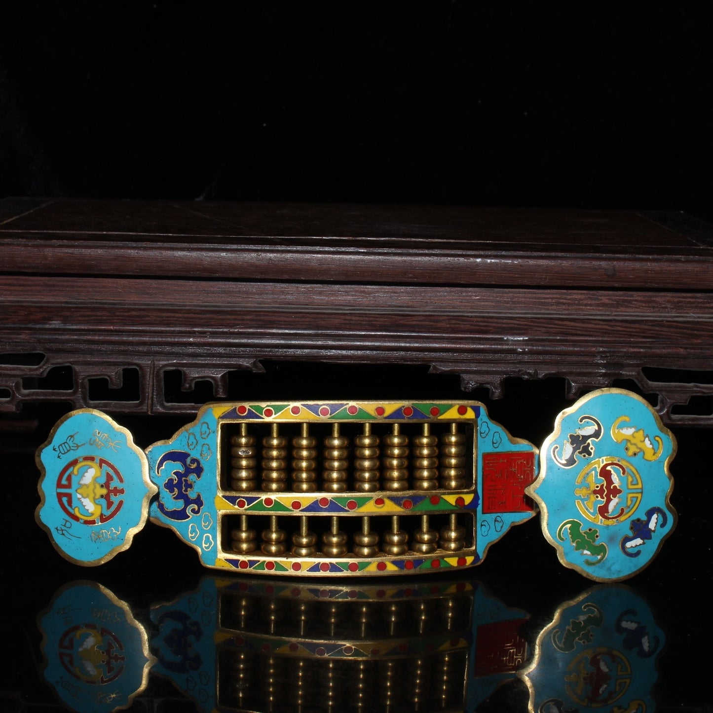 A0228 Vintage Chinese Gilt Gold Bronze Cloisonne Ruyi Abacus