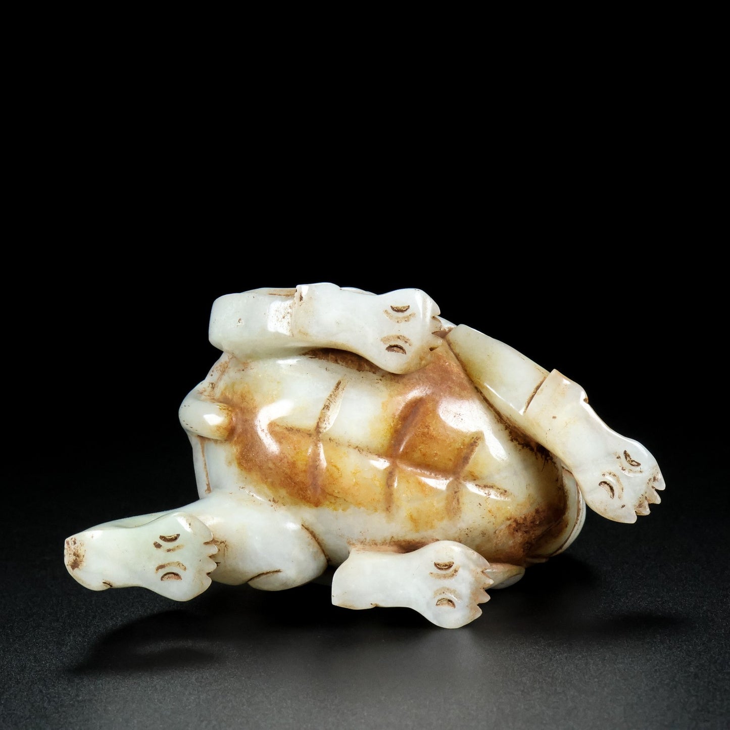 A0258 Vintage Chinese Hetian Jade Carved Dragon Turtle Statue