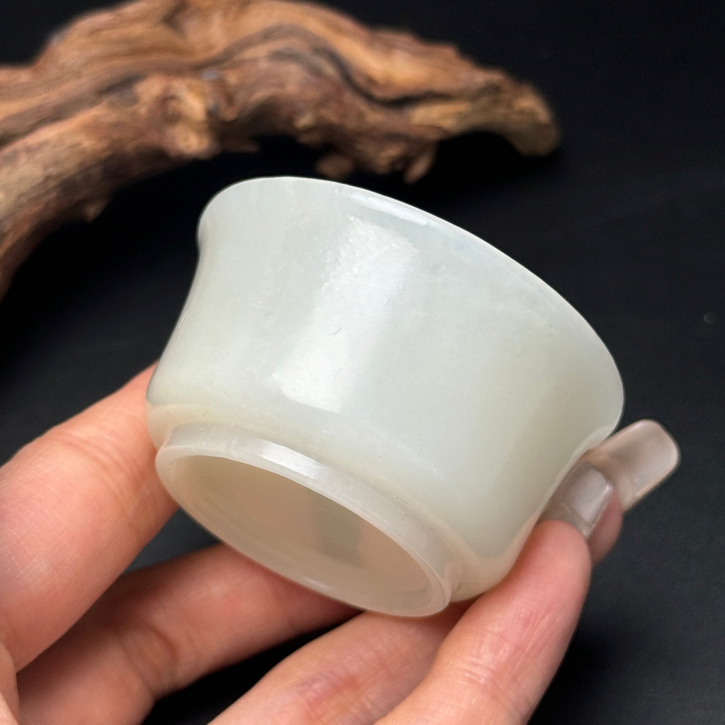 A0296 Superb Chinese Natural Hetian Jade Carved Cup