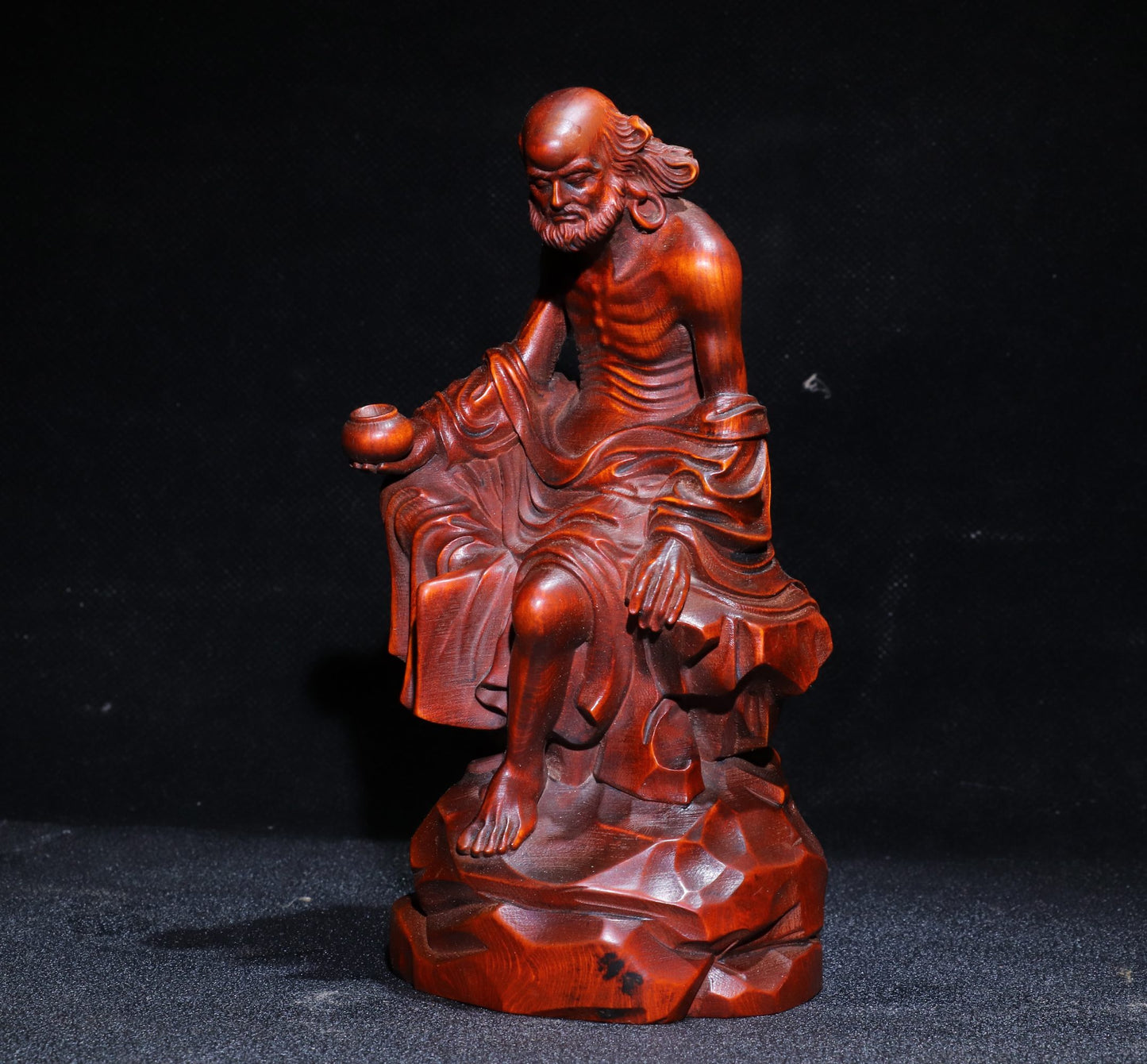 A0303 Chinese Boxwood Wood Carved Dharma Statue