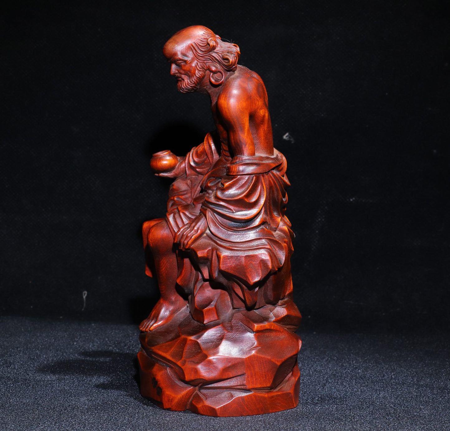 A0303 Chinese Boxwood Wood Carved Dharma Statue