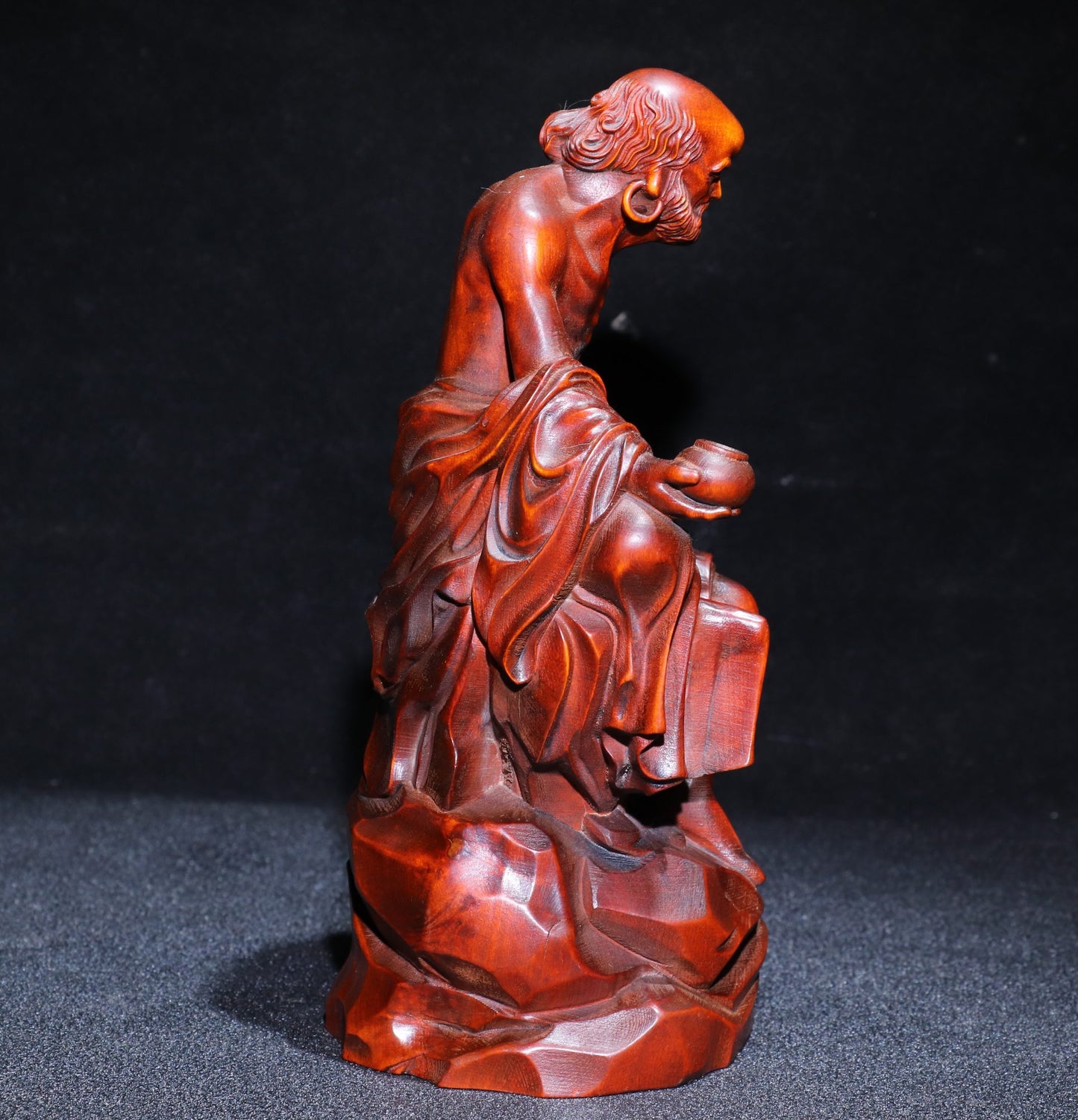 A0303 Chinese Boxwood Wood Carved Dharma Statue