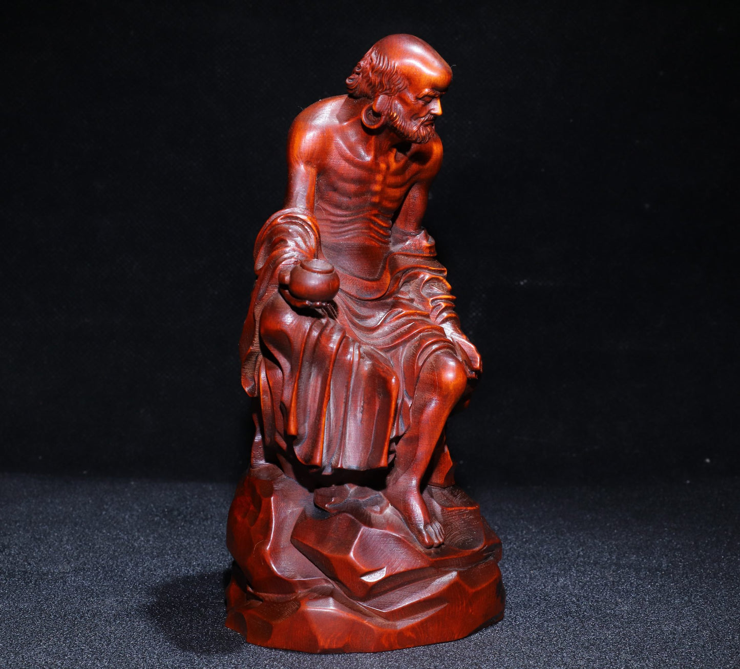 A0303 Chinese Boxwood Wood Carved Dharma Statue