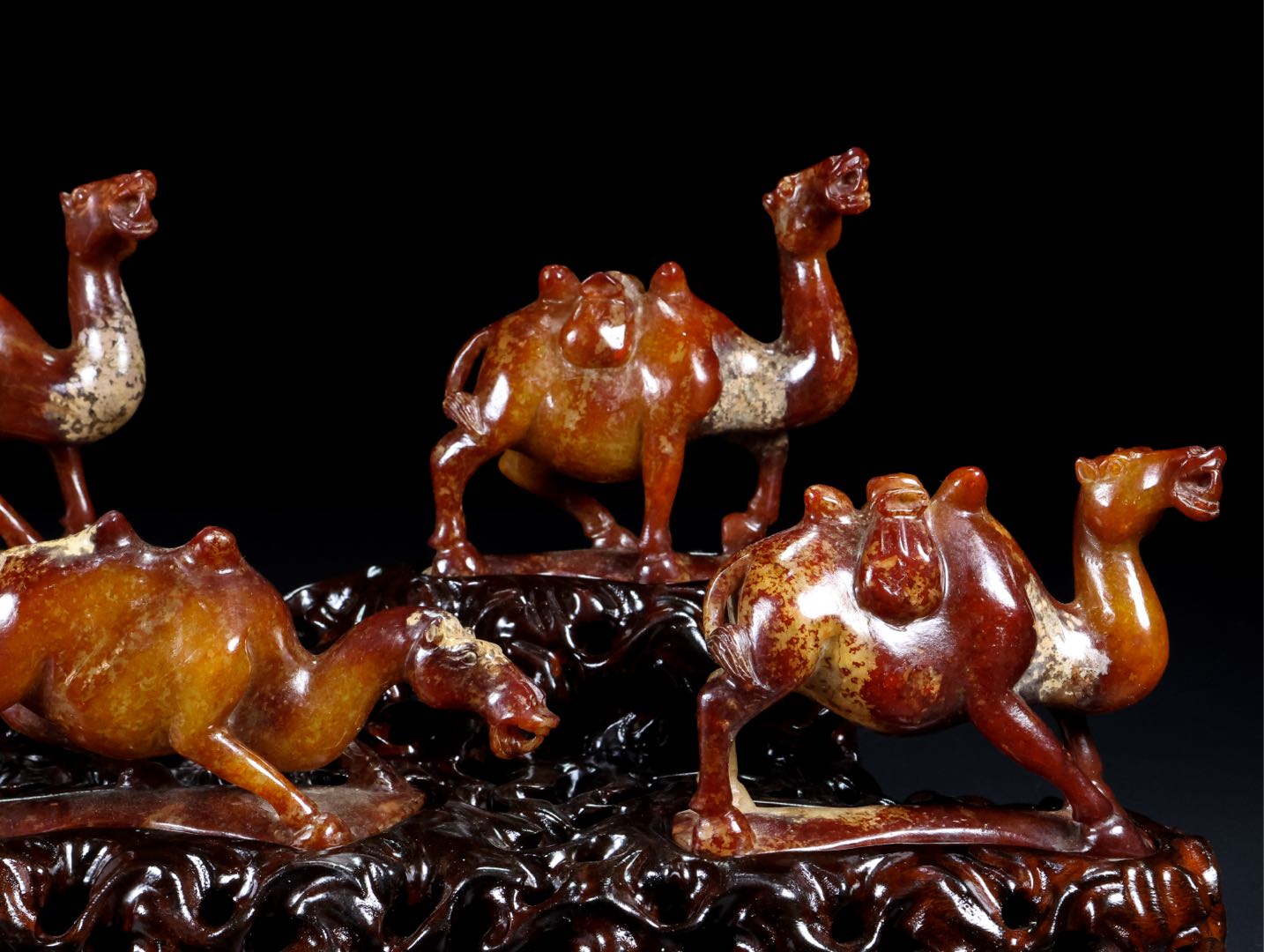 A0311 Five Vintage Chinese Hetian Jade Carved Camel Statues