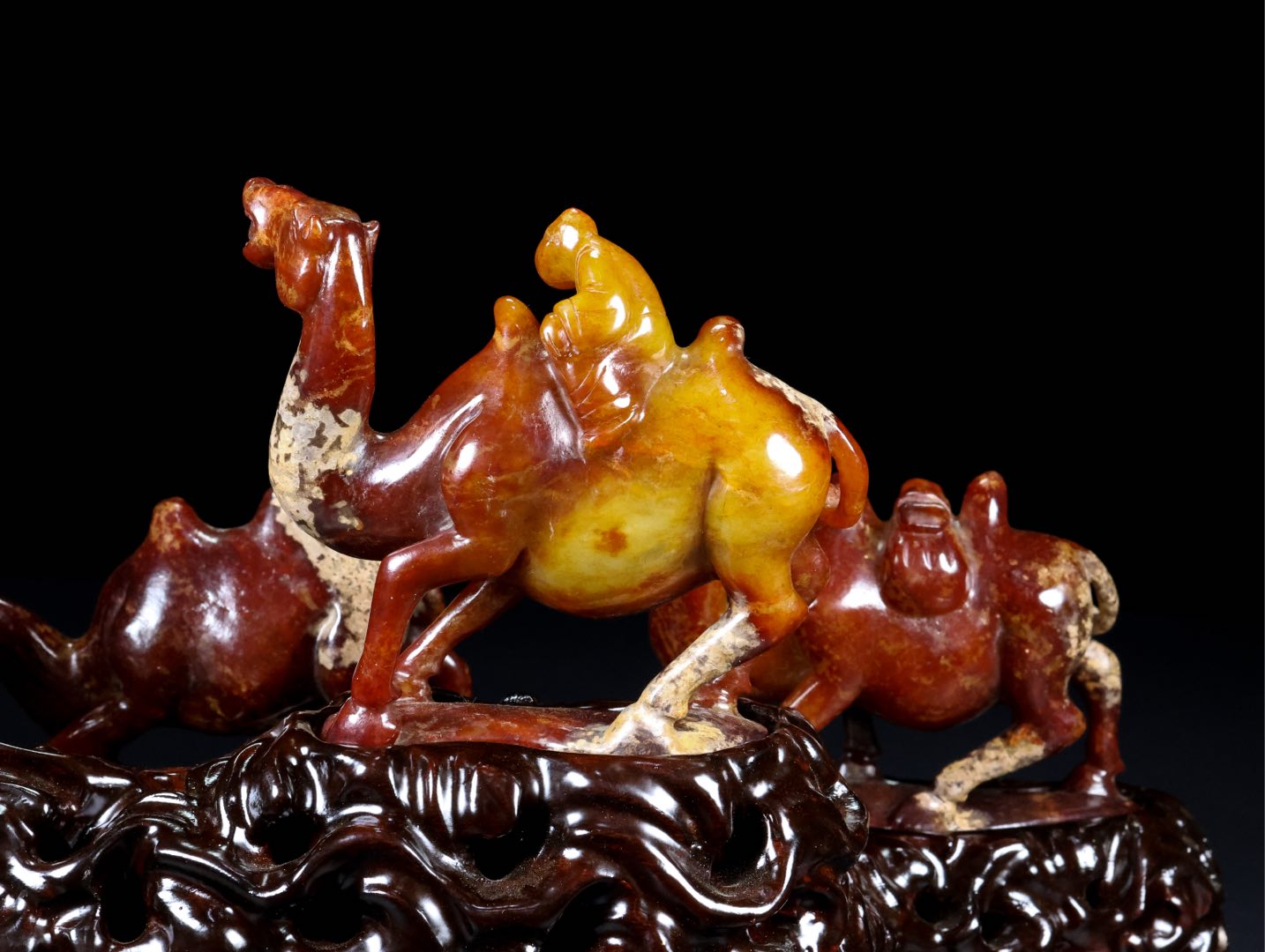 A0311 Five Vintage Chinese Hetian Jade Carved Camel Statues