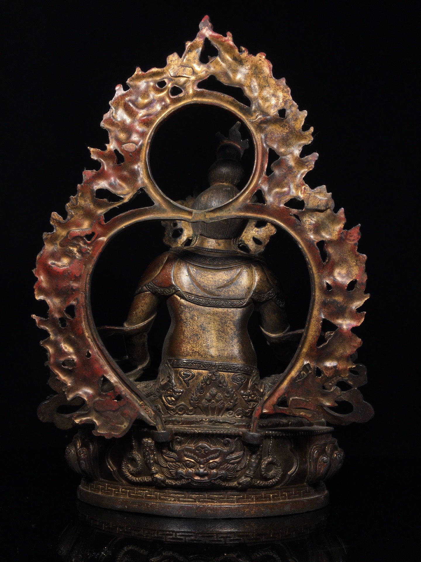 A0322 Vintage Tibetan Gilt Gold Bronze Yellow Jambhala Statue