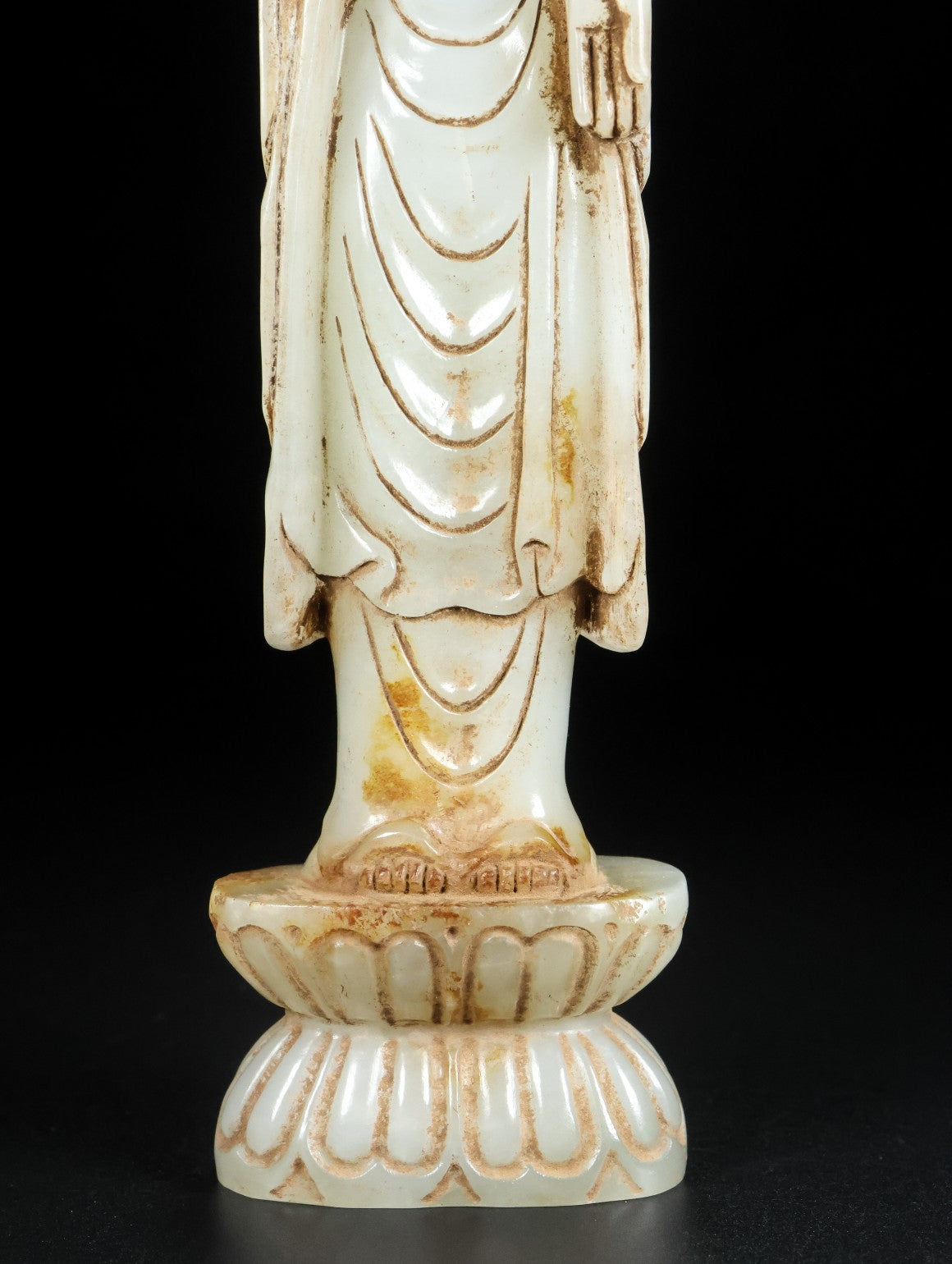 A0334 Vintage Chinese Hetian Jade Carved Kwan-yin Statue