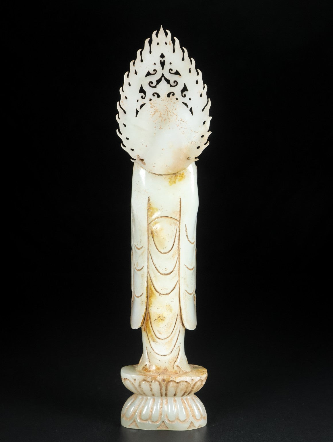 A0334 Vintage Chinese Hetian Jade Carved Kwan-yin Statue