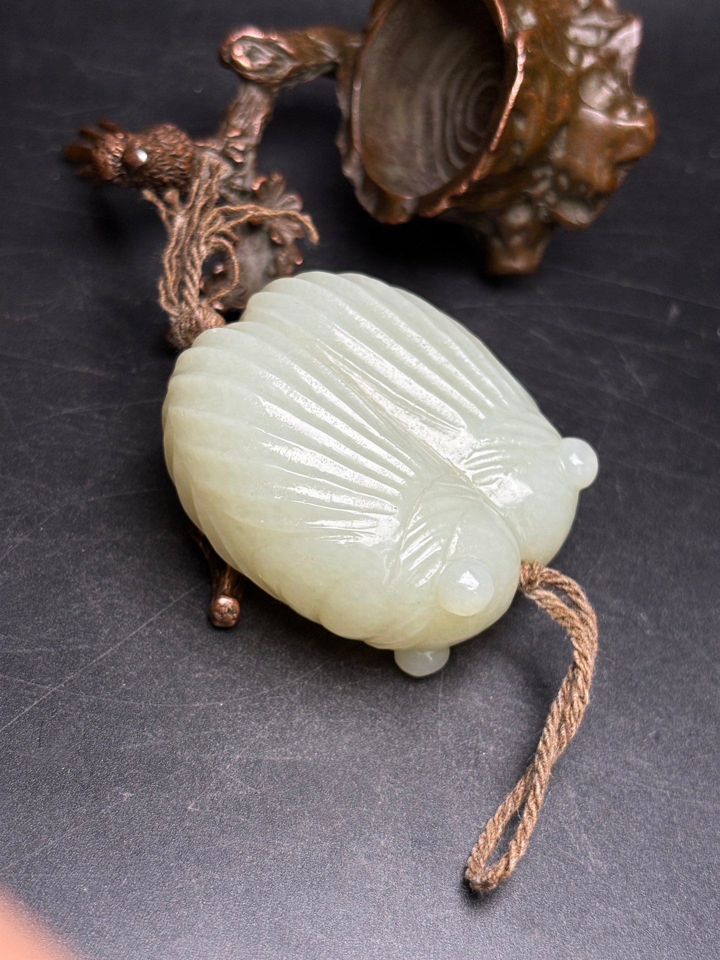 A0337 Old Chinese Hetian Jade Carved Cicada Pendant