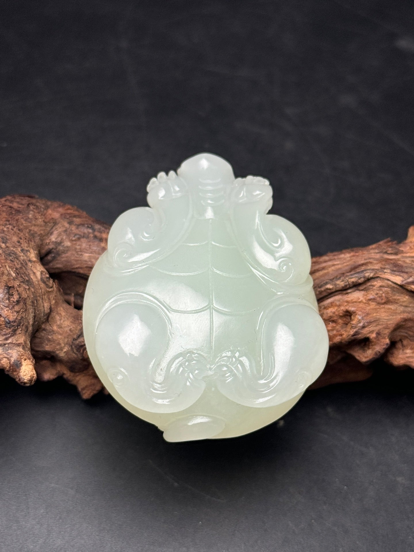 A0339 Chinese Natural Hetian Jade Carved Dragon Turtle Statue