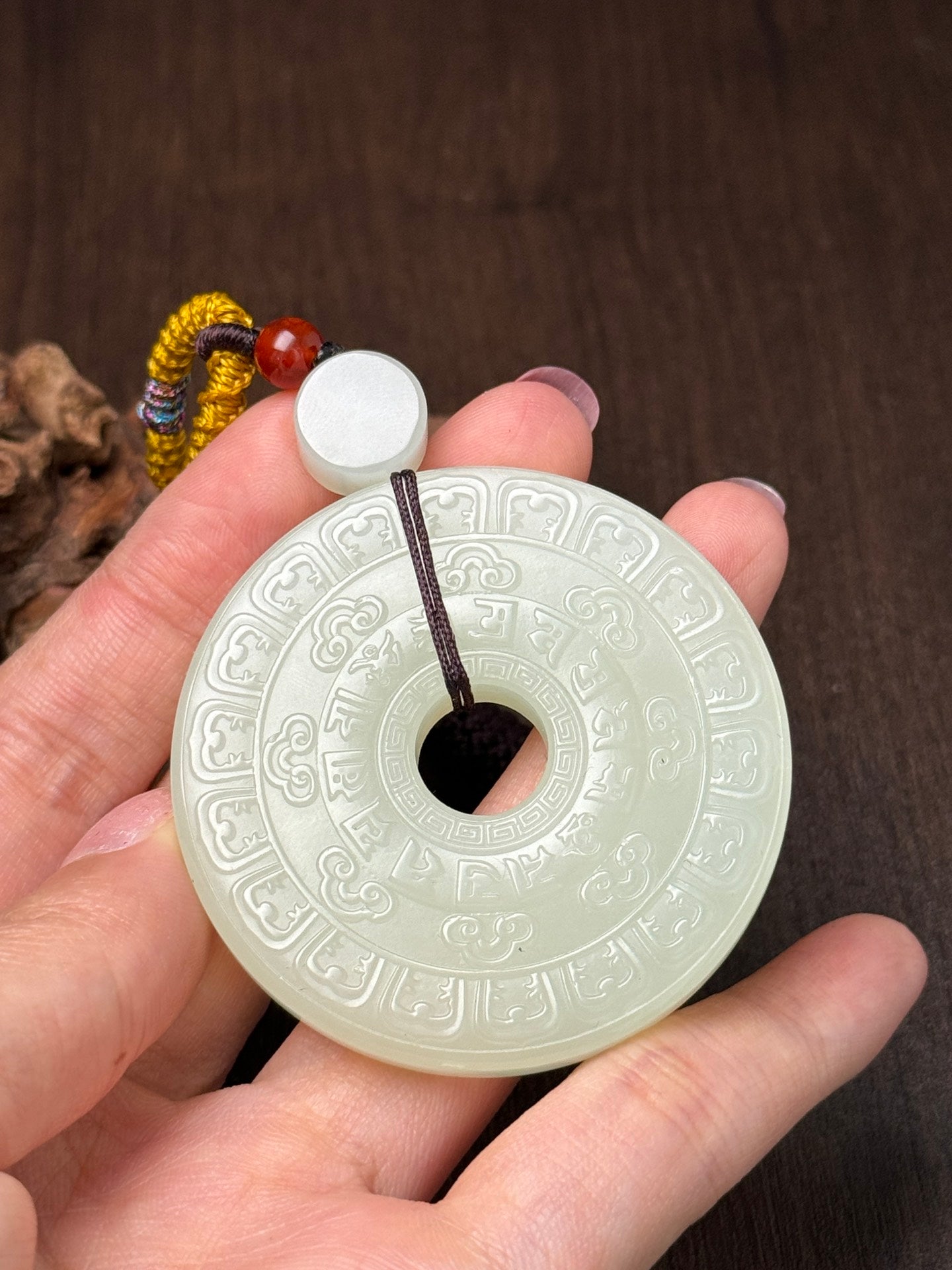 A0344 Chinese Natural White Hetian Jade Lucky Pendant