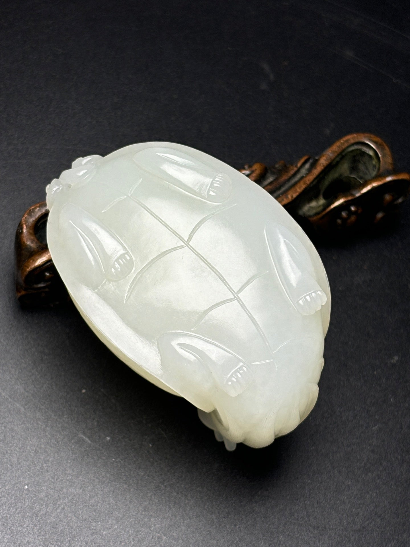 A0355 High Quality Chinese Natural White Hetian Jade Carved Dragon Turtle Statue