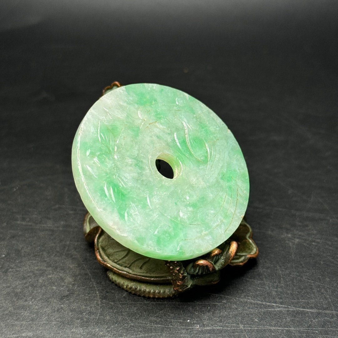 A0360 Natural Green Jadeite Phoenix Design Pendant