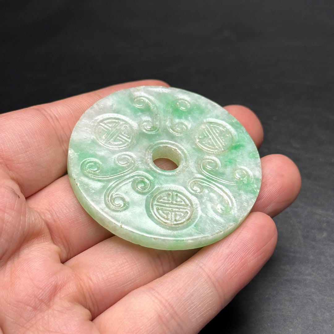 A0360 Natural Green Jadeite Phoenix Design Pendant