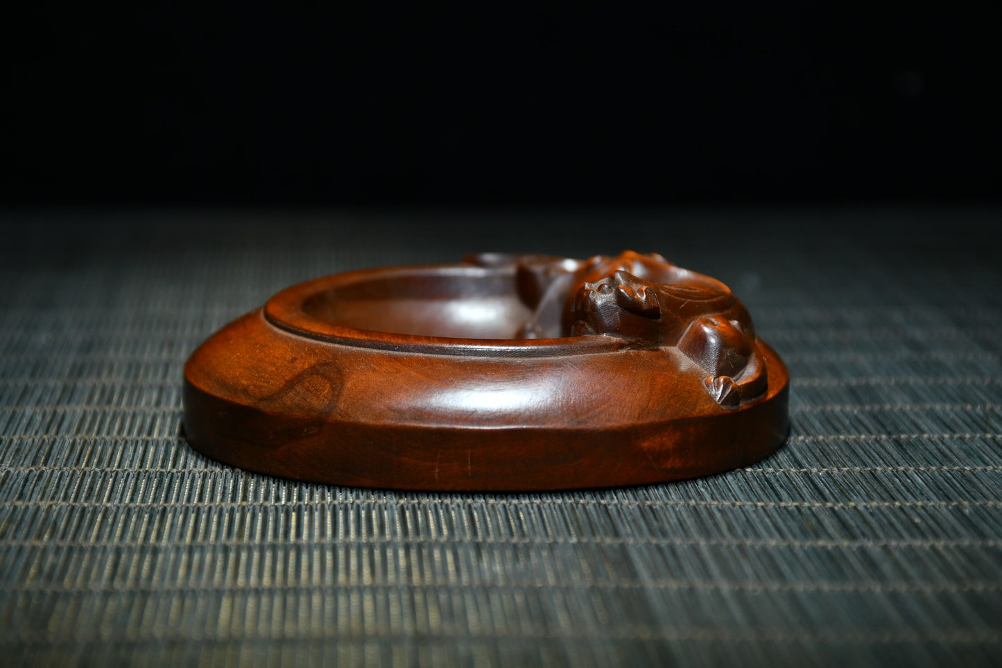 A0361 Chinese Boxwood Wood Carved Chi Dragon Brush Washer