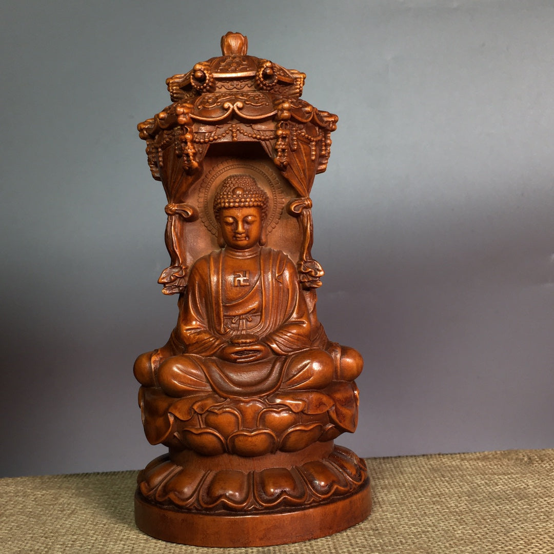 A0362 Chinese Boxwood Wood Carved Buddha Statue