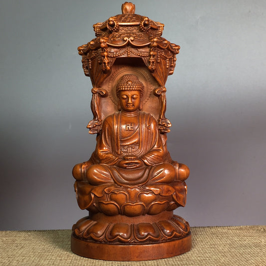 A0362 Chinese Boxwood Wood Carved Buddha Statue