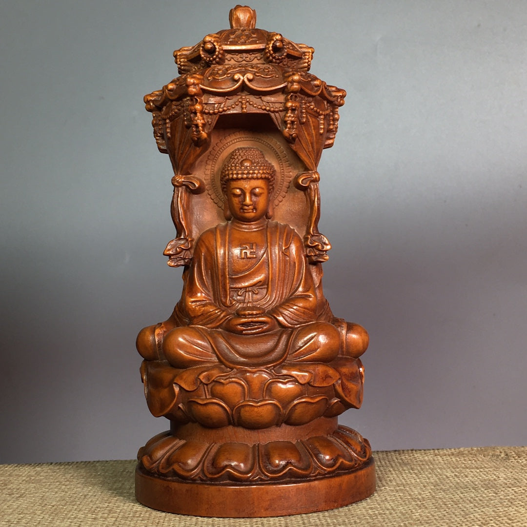 A0362 Chinese Boxwood Wood Carved Buddha Statue