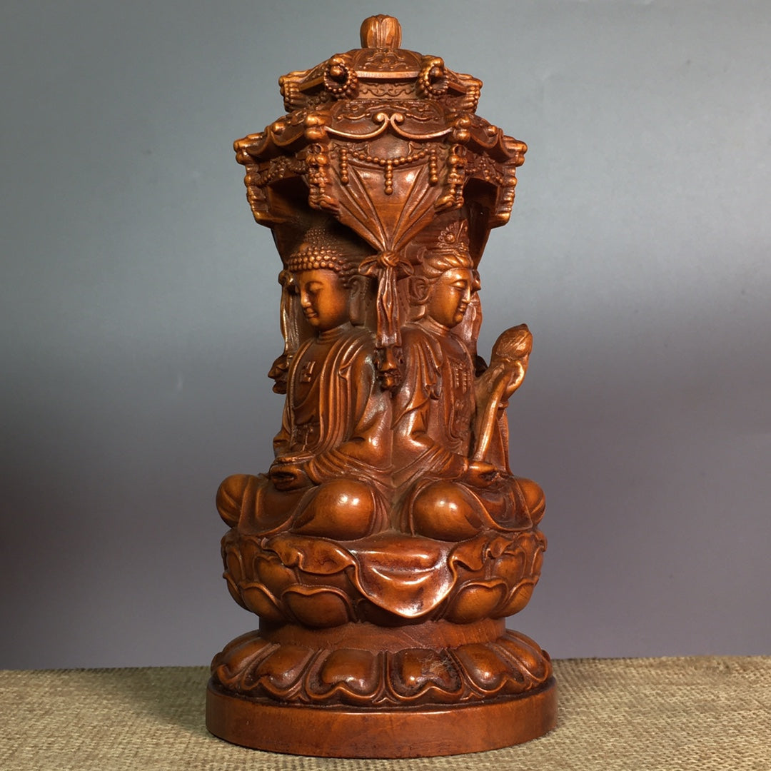 A0362 Chinese Boxwood Wood Carved Buddha Statue